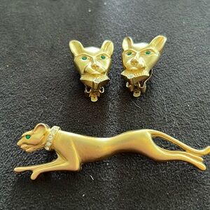 Vintage Jackie Collins pin and clip on earrings